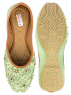 Desi Colour Women Indian Ethnic Footwear-Party Wear Sea Green Emb | Grocsy
