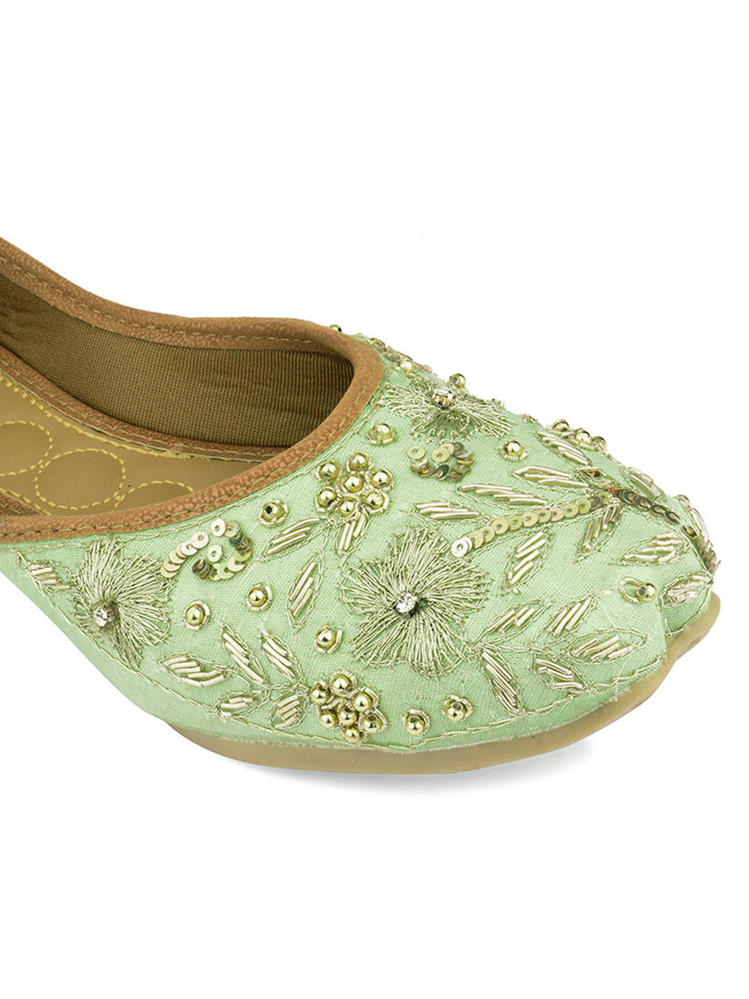 Desi Colour Women Indian Ethnic Footwear-Party Wear Sea Green Emb | Grocsy