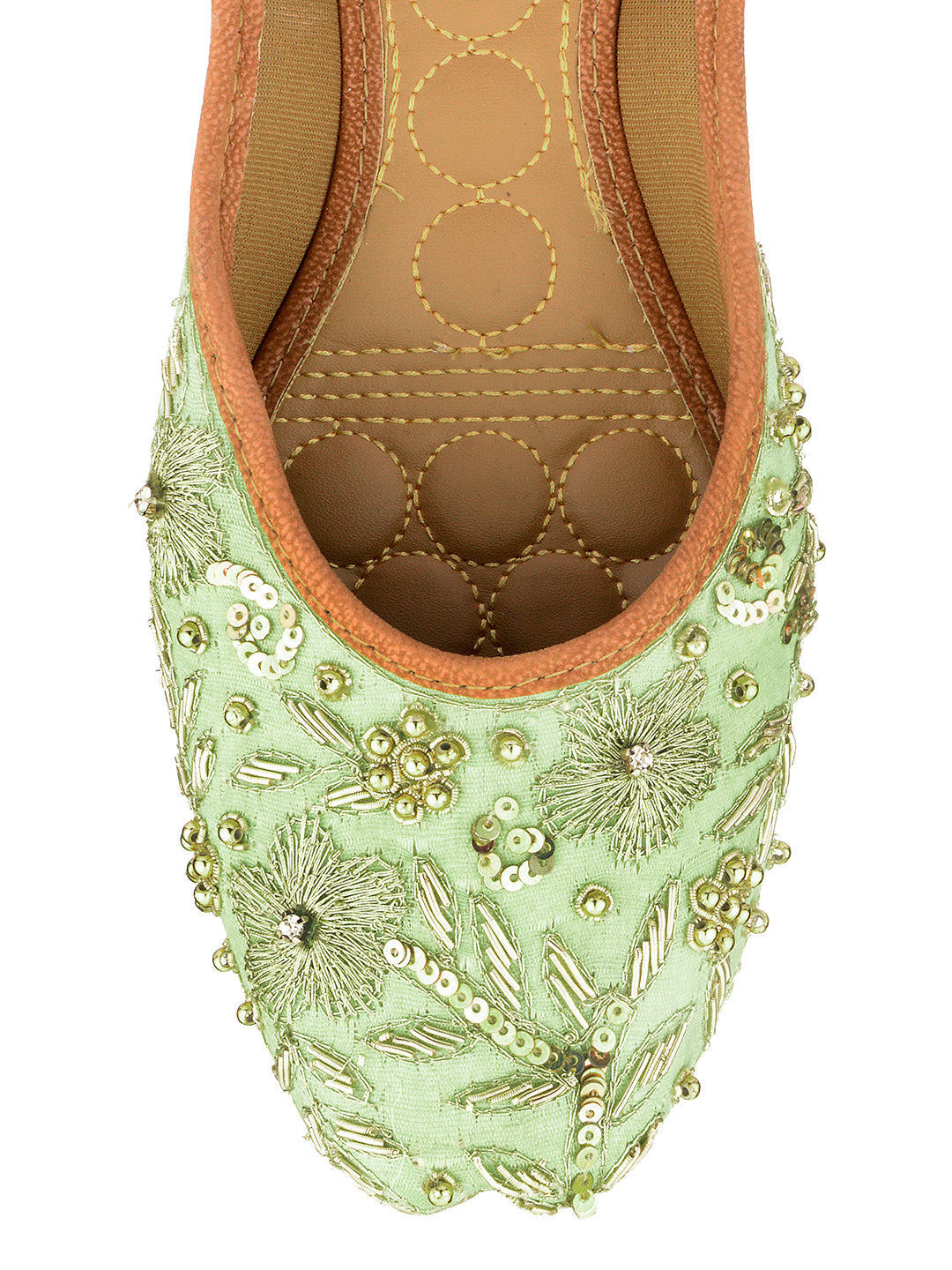 Desi Colour Women Indian Ethnic Footwear-Party Wear Sea Green Emb | Grocsy