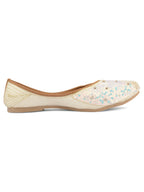 Desi Colour Women Indian Ethnic Footwear-White Pearl Shine | Grocsy