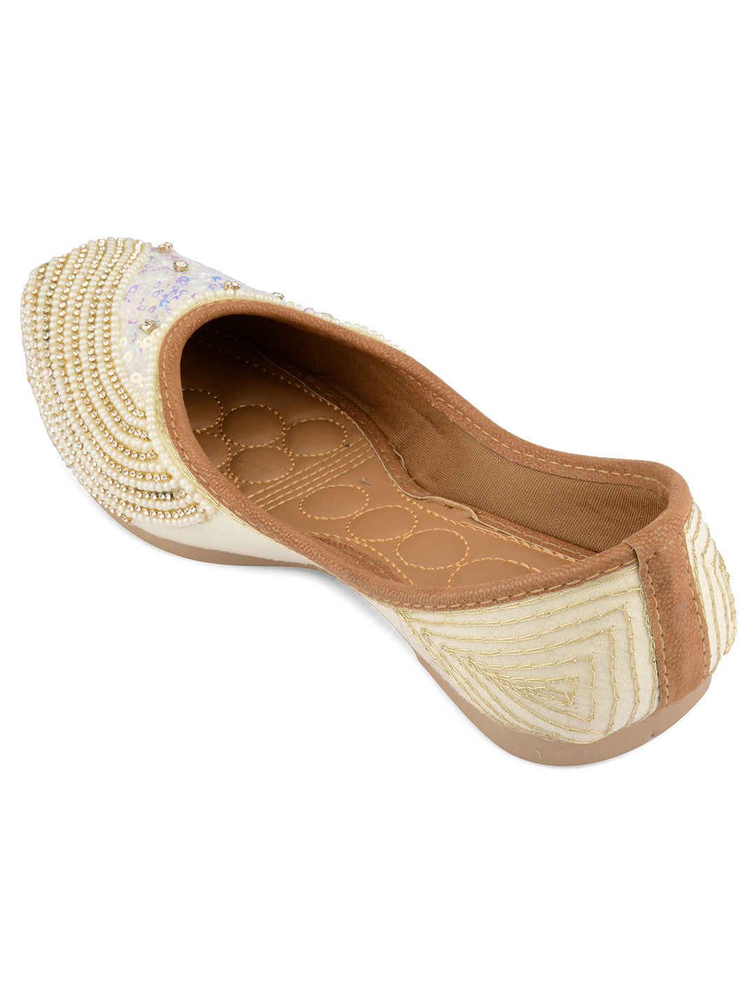 Desi Colour Women Indian Ethnic Footwear-White Pearl Shine | Grocsy