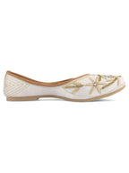Desi Colour Women Indian Ethnic Footwear-Party Wear White Multicolour Floral | Grocsy