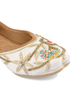 Desi Colour Women Indian Ethnic Footwear-Party Wear White Multicolour Floral | Grocsy