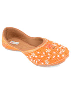 Desi Colour Women Indian Ethnic Footwear-Party Wear Orange Pearl | Grocsy