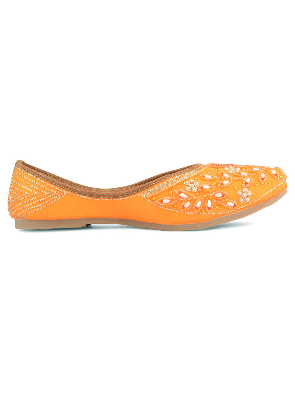 Desi Colour Women Indian Ethnic Footwear-Party Wear Orange Pearl | Grocsy