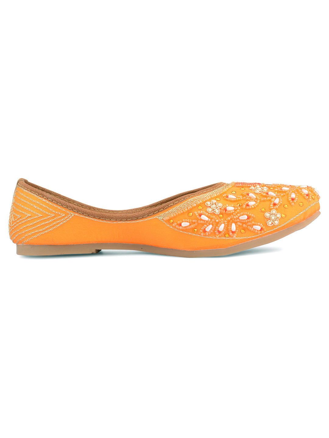 Desi Colour Women Indian Ethnic Footwear-Party Wear Orange Pearl | Grocsy