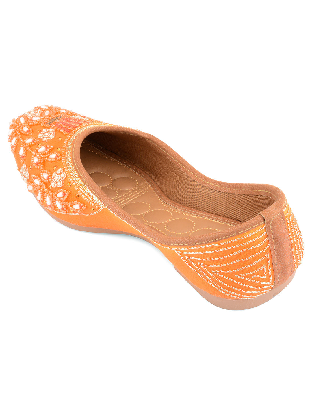 Desi Colour Women Indian Ethnic Footwear-Party Wear Orange Pearl | Grocsy