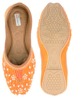 Desi Colour Women Indian Ethnic Footwear-Party Wear Orange Pearl | Grocsy