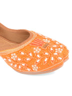 Desi Colour Women Indian Ethnic Footwear-Party Wear Orange Pearl | Grocsy