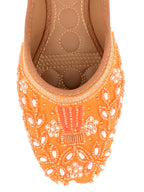 Desi Colour Women Indian Ethnic Footwear-Party Wear Orange Pearl | Grocsy