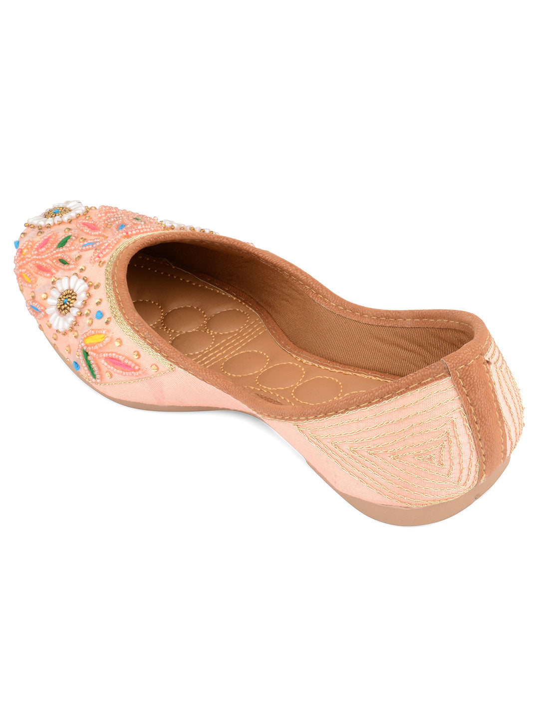 Desi Colour Women Indian Ethnic Footwear-Party Wear Peach Pearl | Grocsy