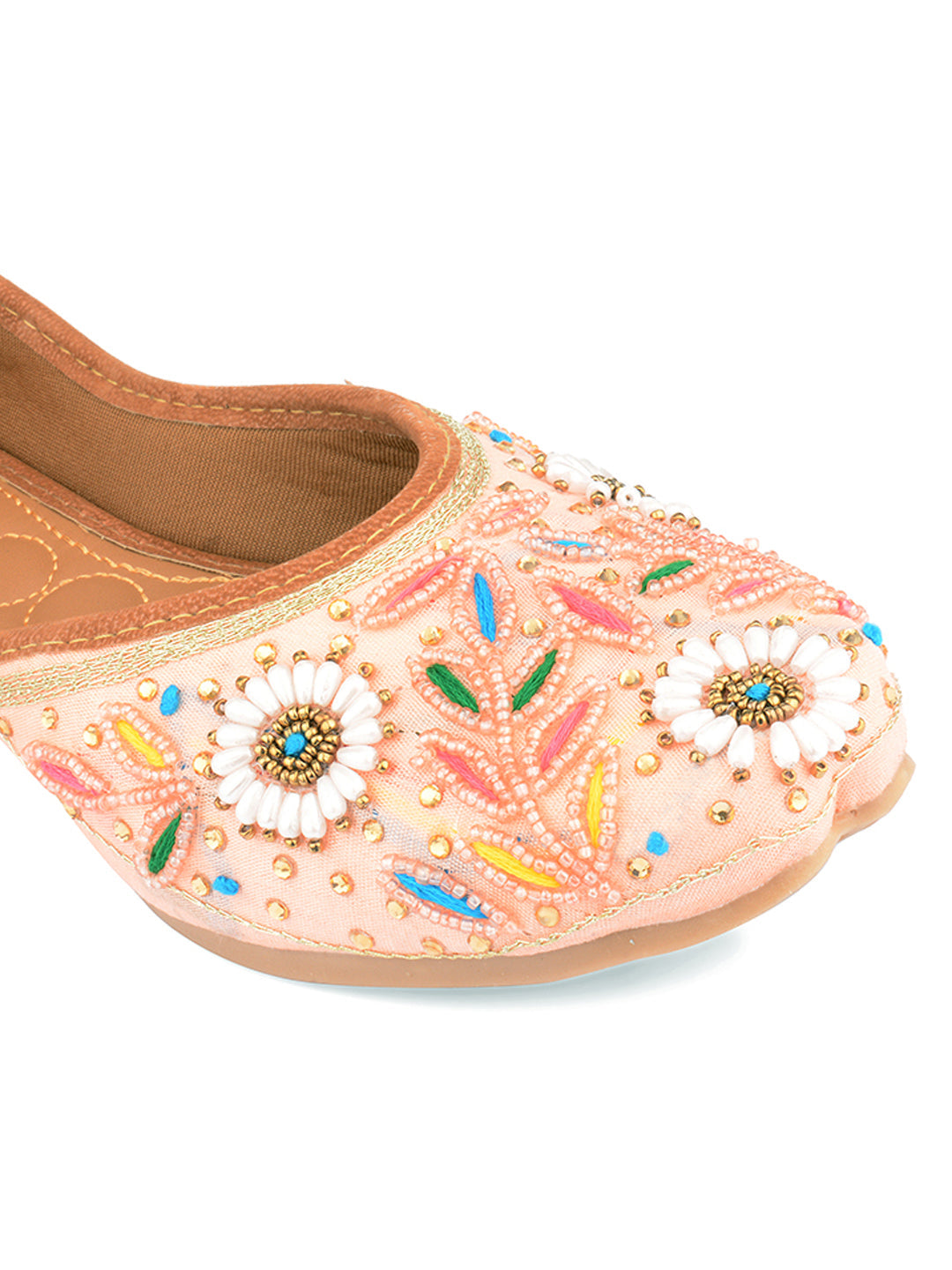 Desi Colour Women Indian Ethnic Footwear-Party Wear Peach Pearl | Grocsy