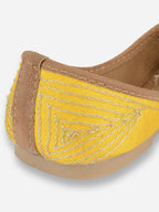 Desi Colour Women Indian Ethnic Footwear-Yellow Mirror Emb | Grocsy