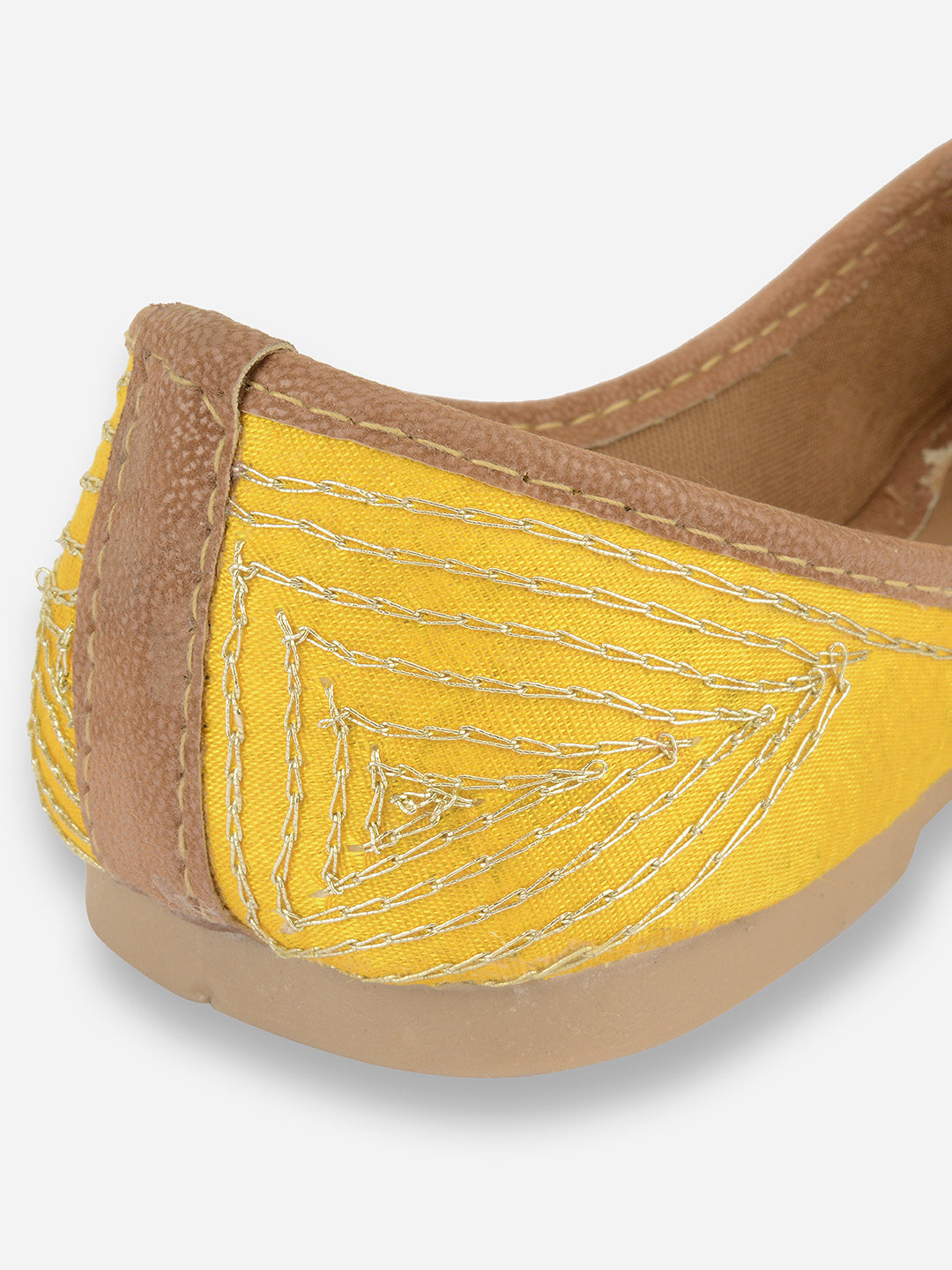 Desi Colour Women Indian Ethnic Footwear-Yellow Mirror Emb | Grocsy