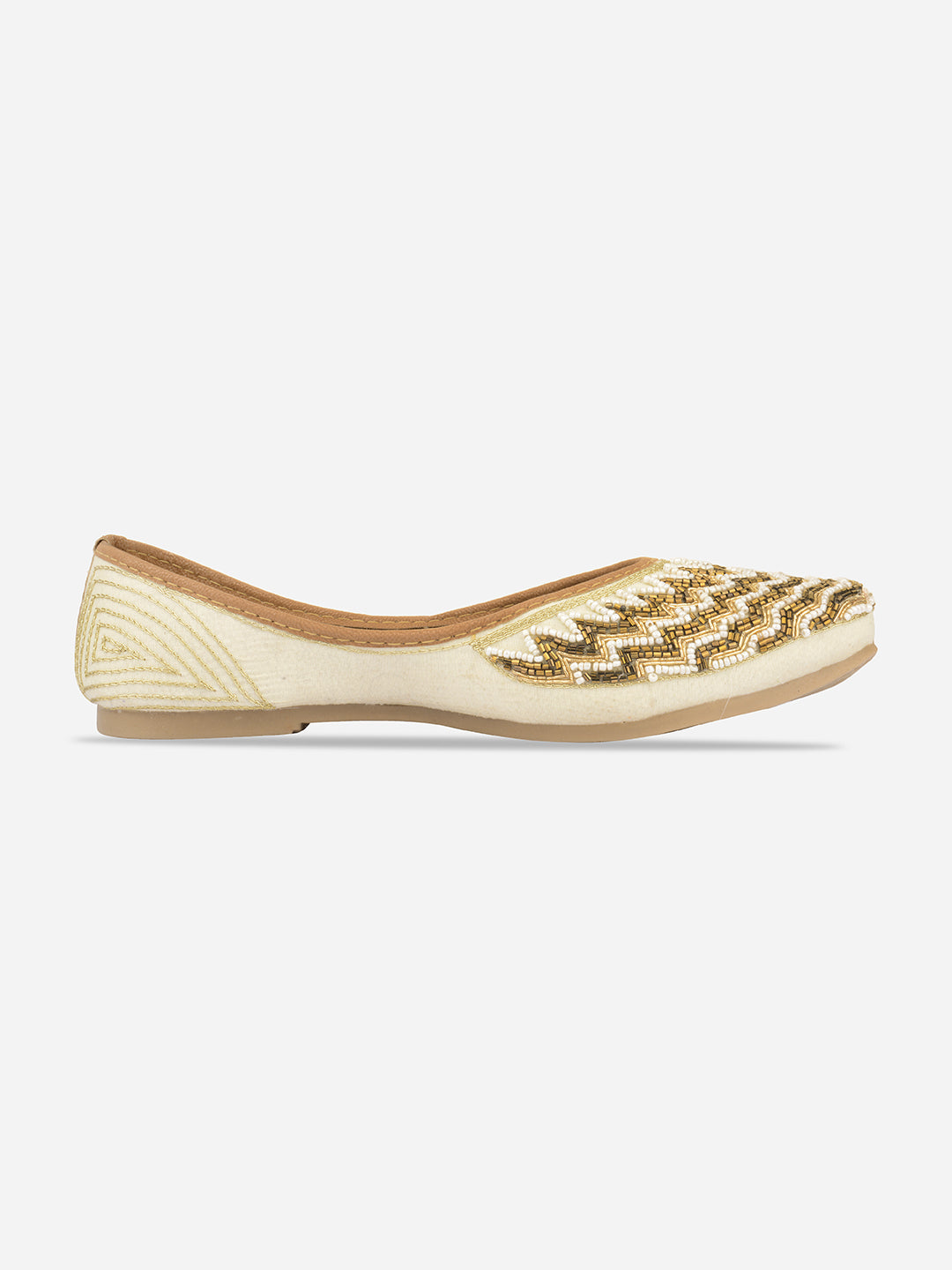 Desi Colour Women Indian Ethnic Footwear-Gold Zigzag | Grocsy