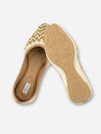 Desi Colour Women Indian Ethnic Footwear-Gold Zigzag | Grocsy