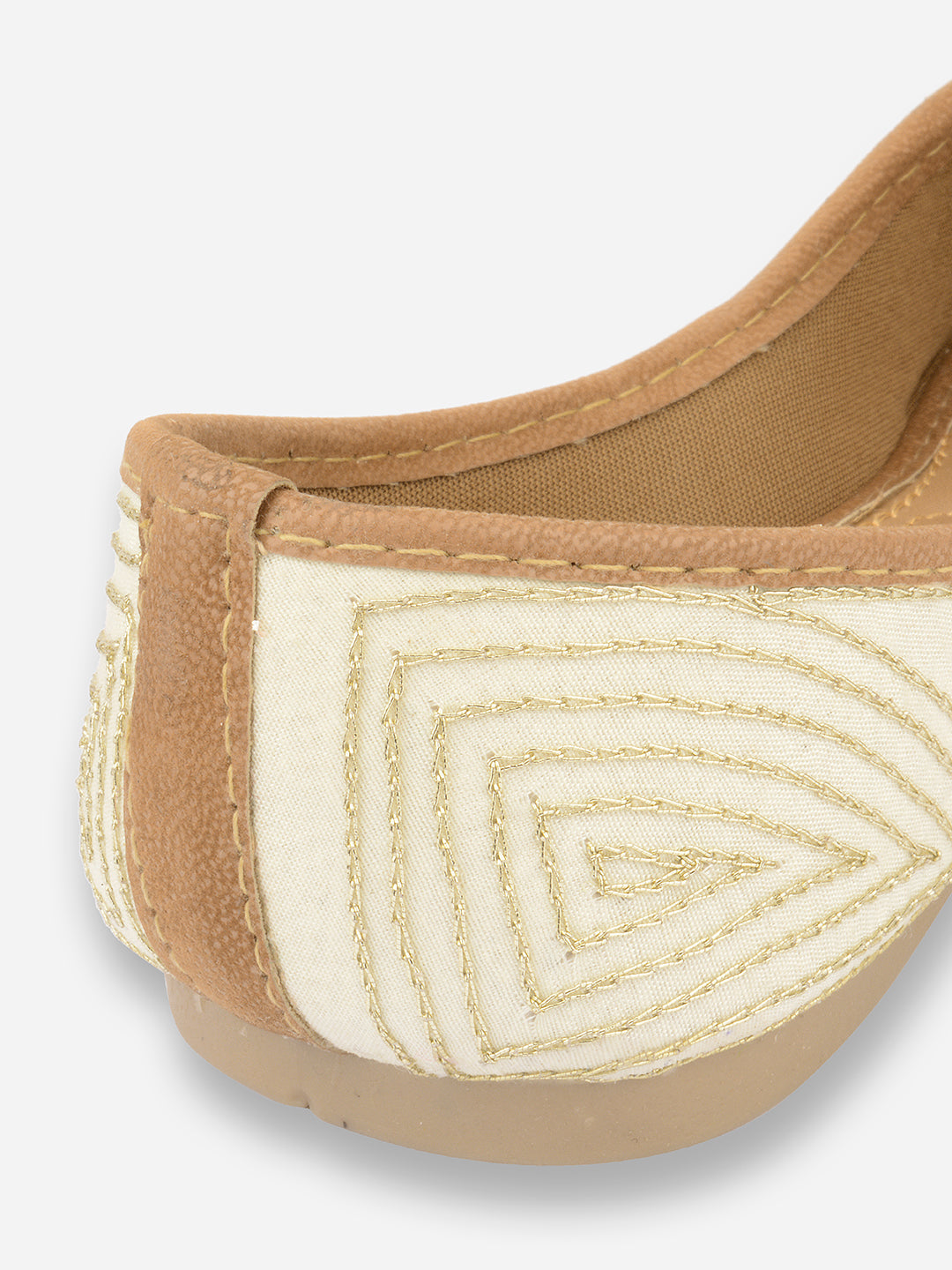 Desi Colour Women Indian Ethnic Footwear-Gold Zigzag | Grocsy