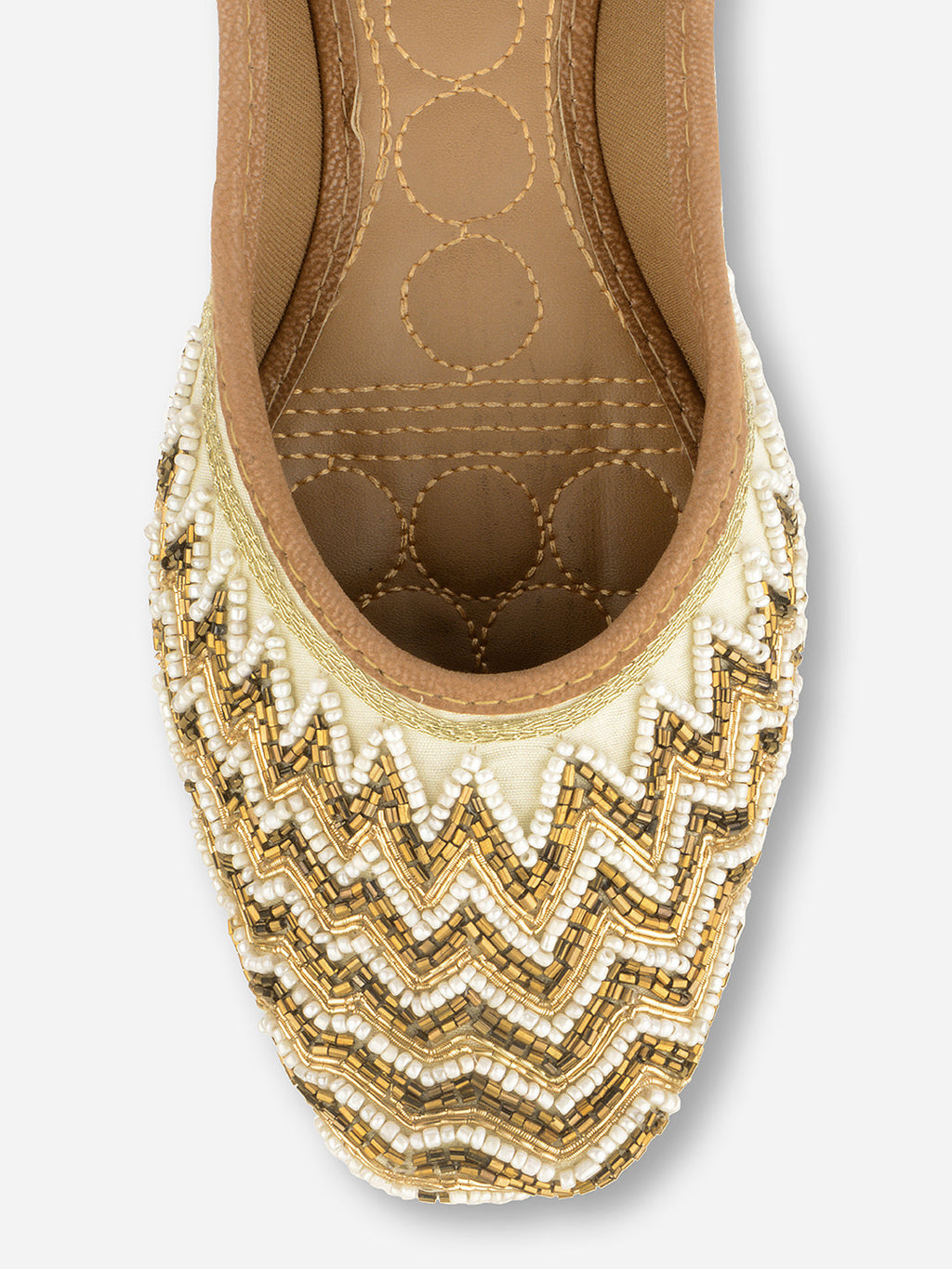 Desi Colour Women Indian Ethnic Footwear-Gold Zigzag | Grocsy