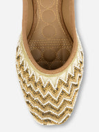 Desi Colour Women Indian Ethnic Footwear-Gold Zigzag | Grocsy