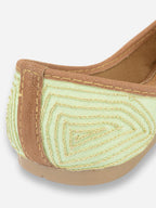 Desi Colour Women Indian Ethnic Footwear-Sea Green Zigzag | Grocsy