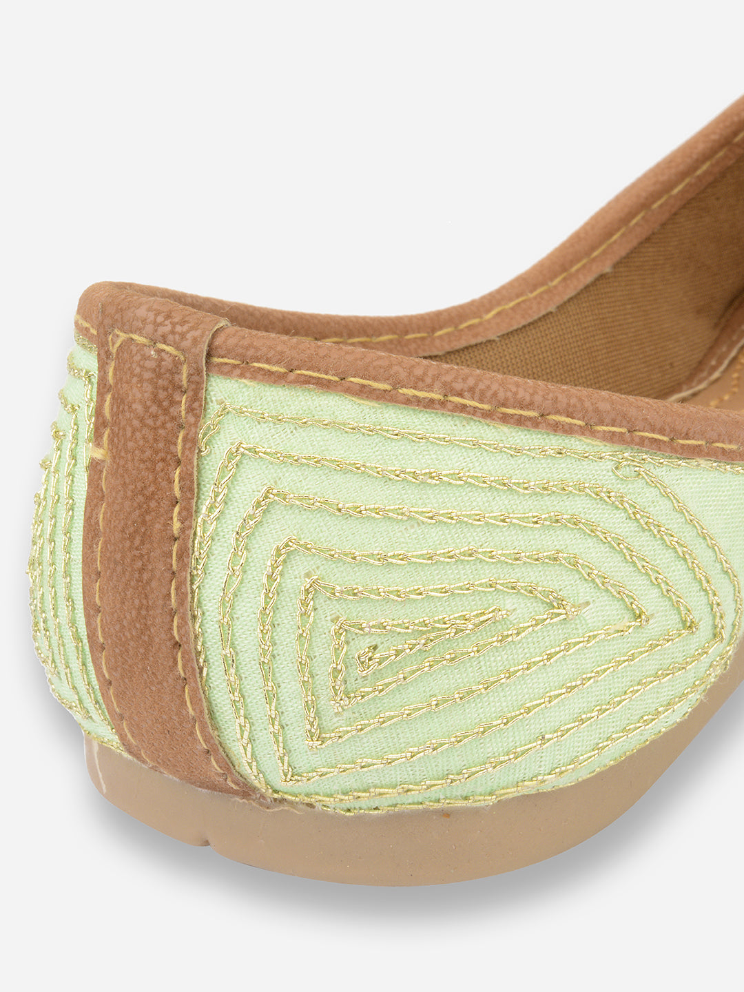 Desi Colour Women Indian Ethnic Footwear-Sea Green Zigzag | Grocsy