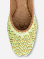Desi Colour Women Indian Ethnic Footwear-Sea Green Zigzag | Grocsy
