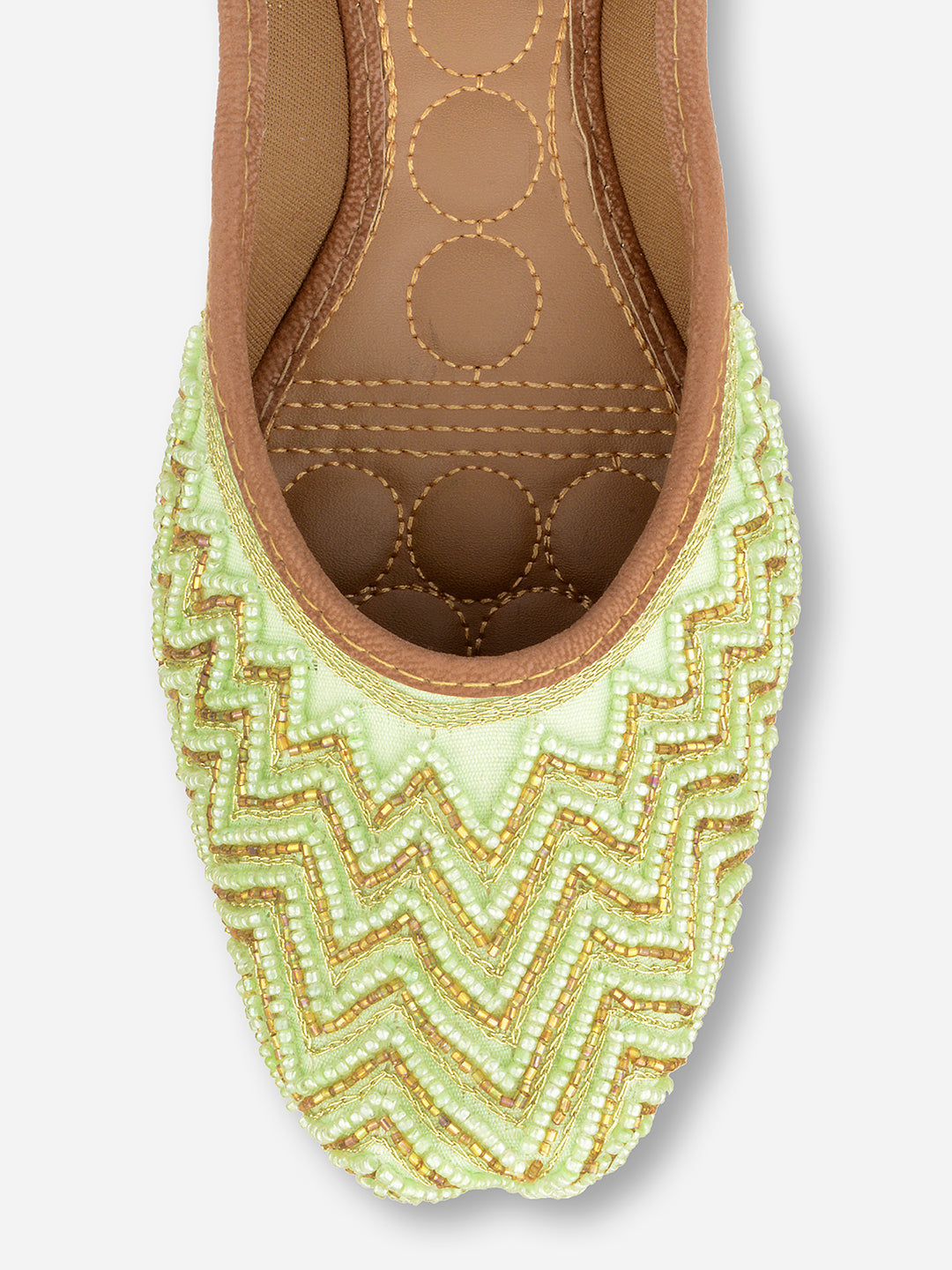 Desi Colour Women Indian Ethnic Footwear-Sea Green Zigzag | Grocsy