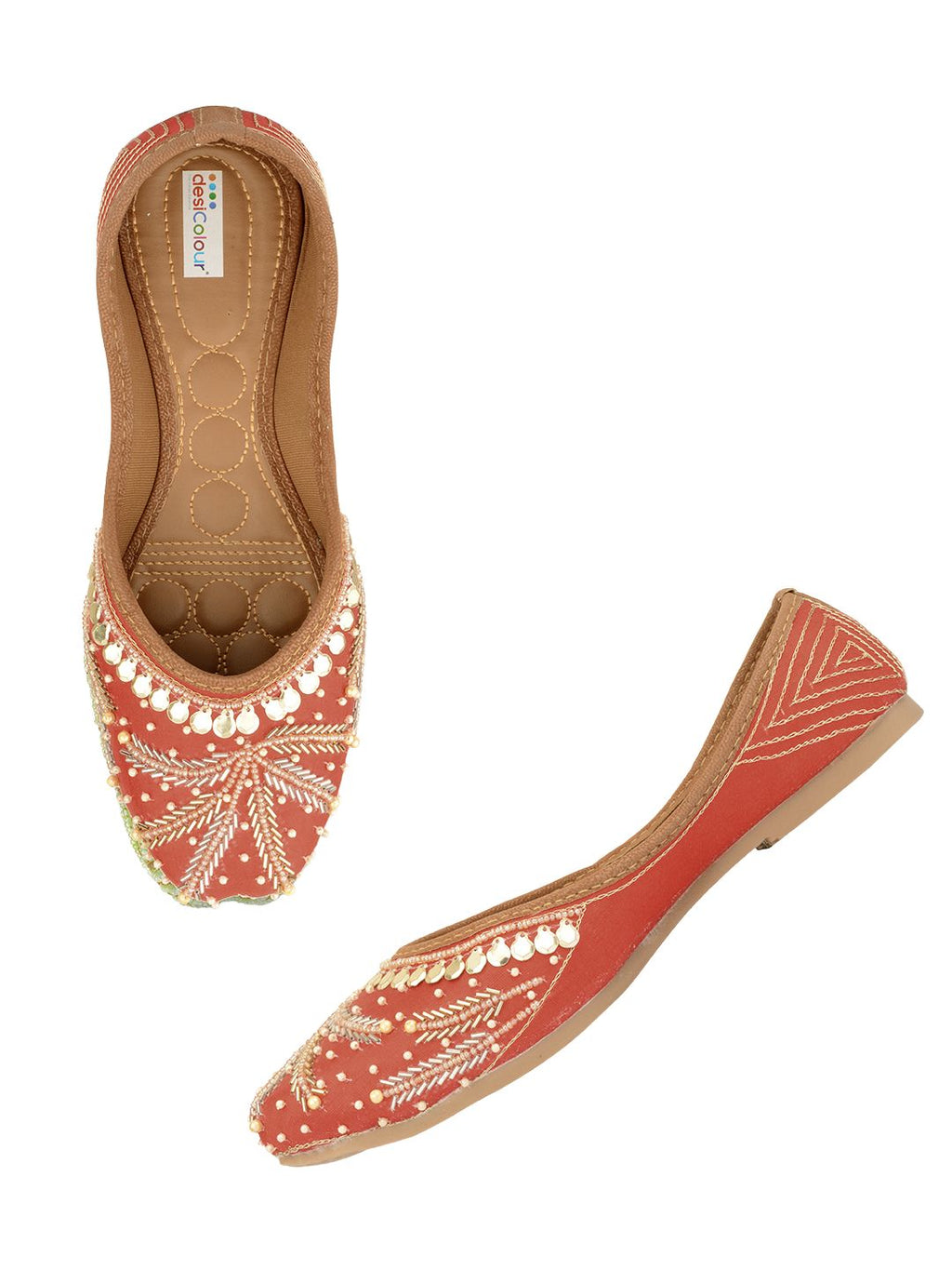 Desi Colour Women Indian Ethnic Footwear-Red Half Wheel | Grocsy