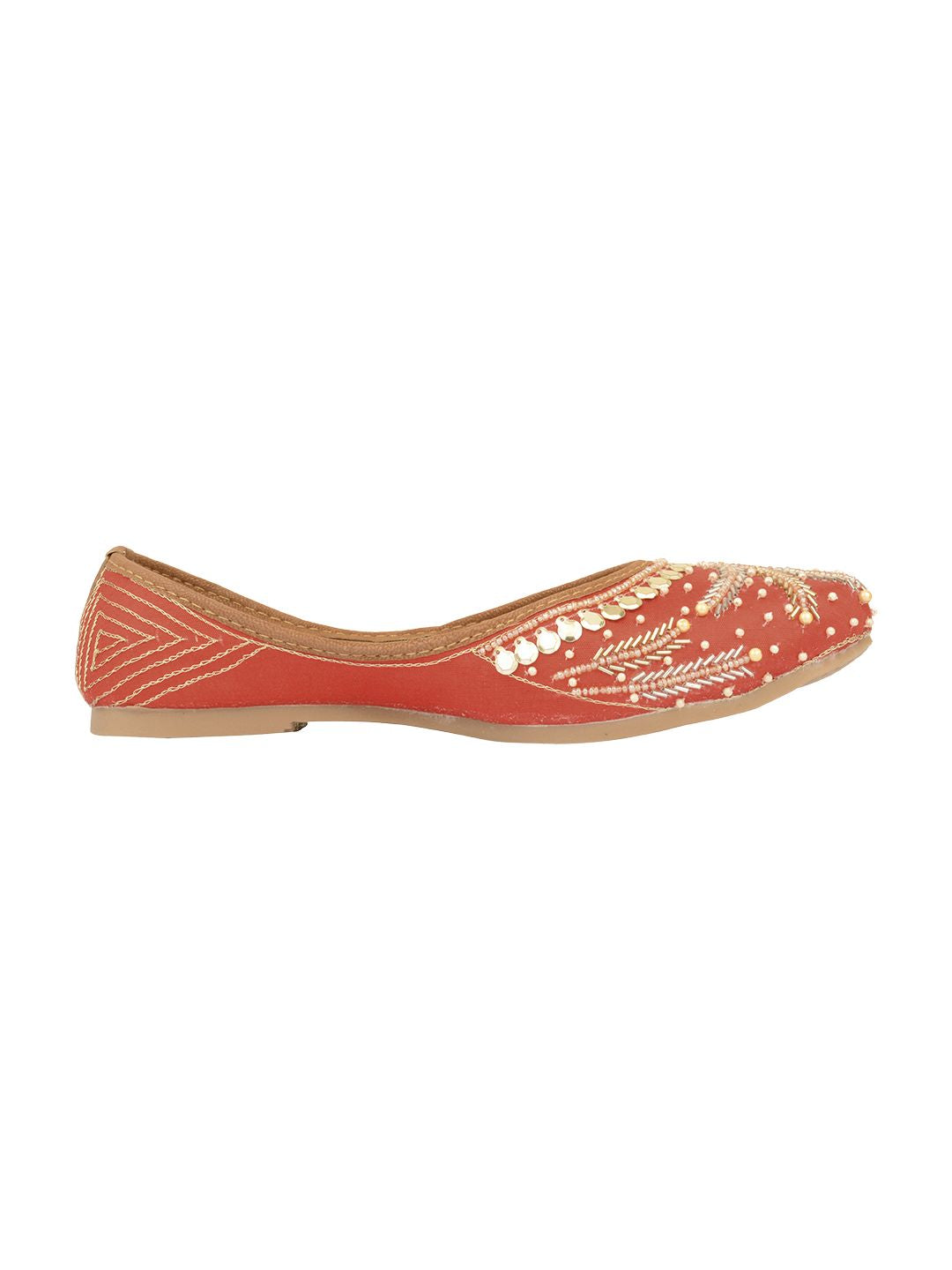 Desi Colour Women Indian Ethnic Footwear-Red Half Wheel | Grocsy