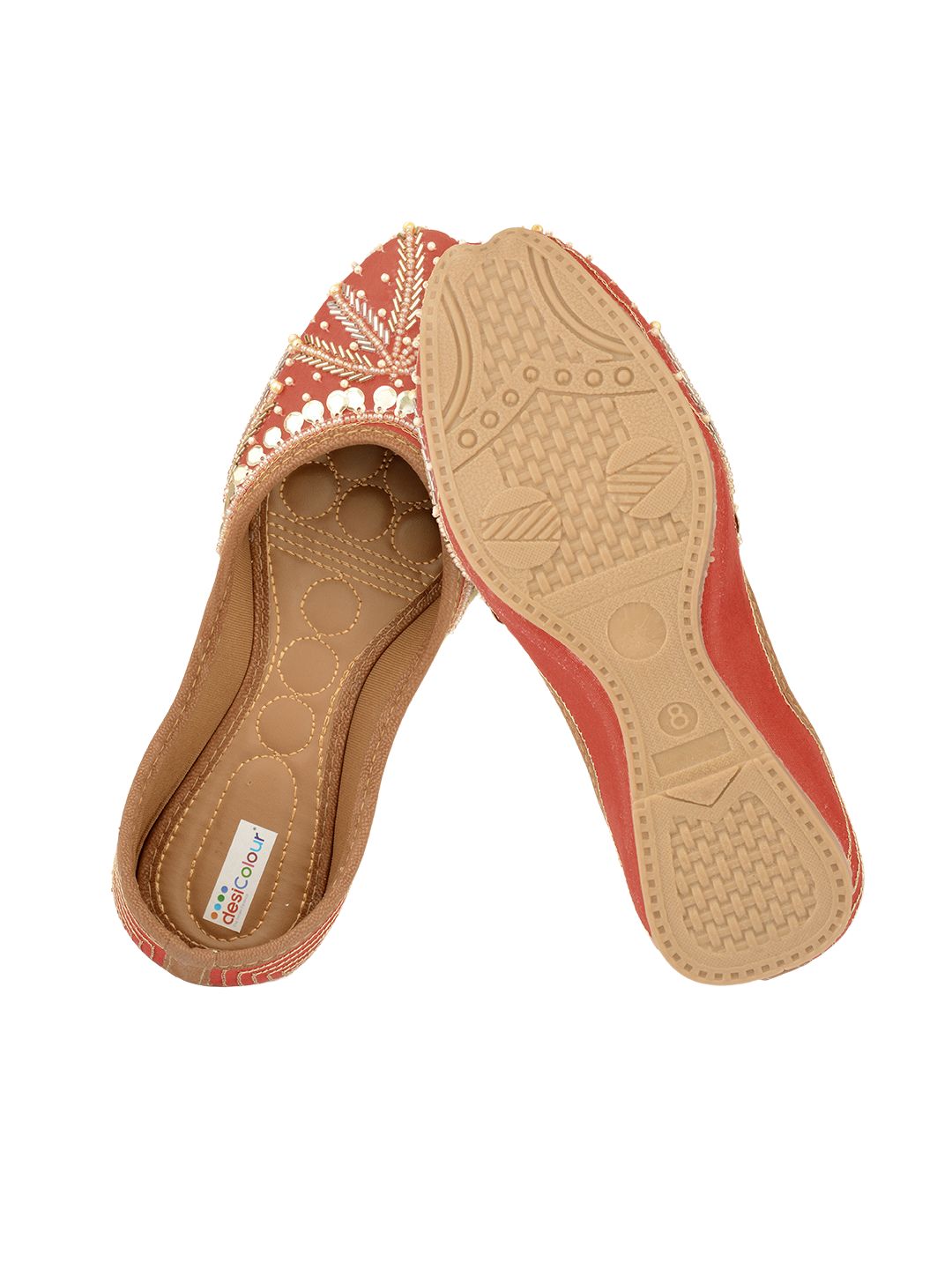 Desi Colour Women Indian Ethnic Footwear-Red Half Wheel | Grocsy