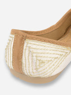 Desi Colour Women Indian Ethnic Footwear-White Mirror Emb | Grocsy