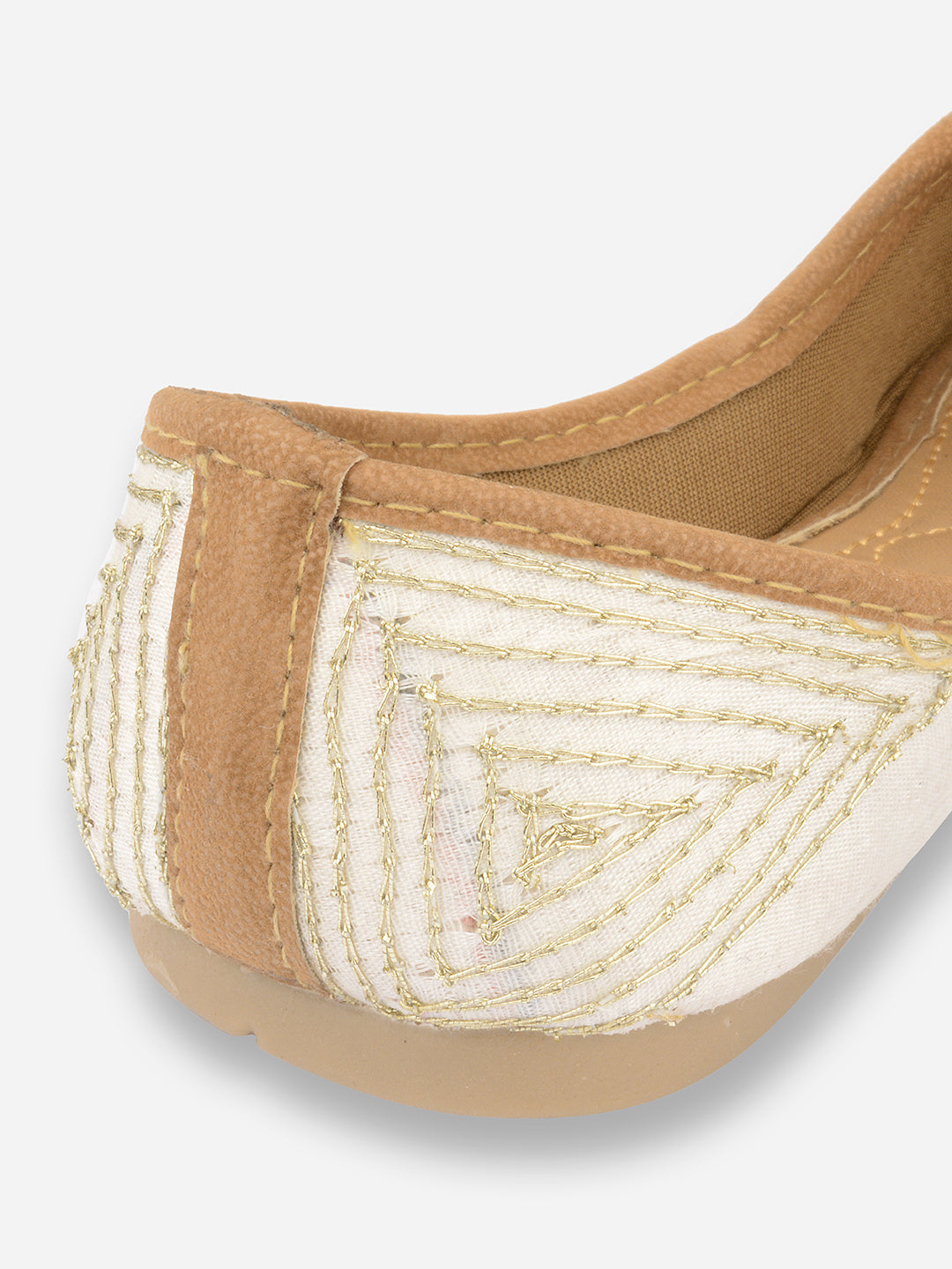 Desi Colour Women Indian Ethnic Footwear-White Mirror Emb | Grocsy