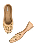 Desi Colour Women Indian Ethnic Footwear-Peach Gold Emb | Grocsy