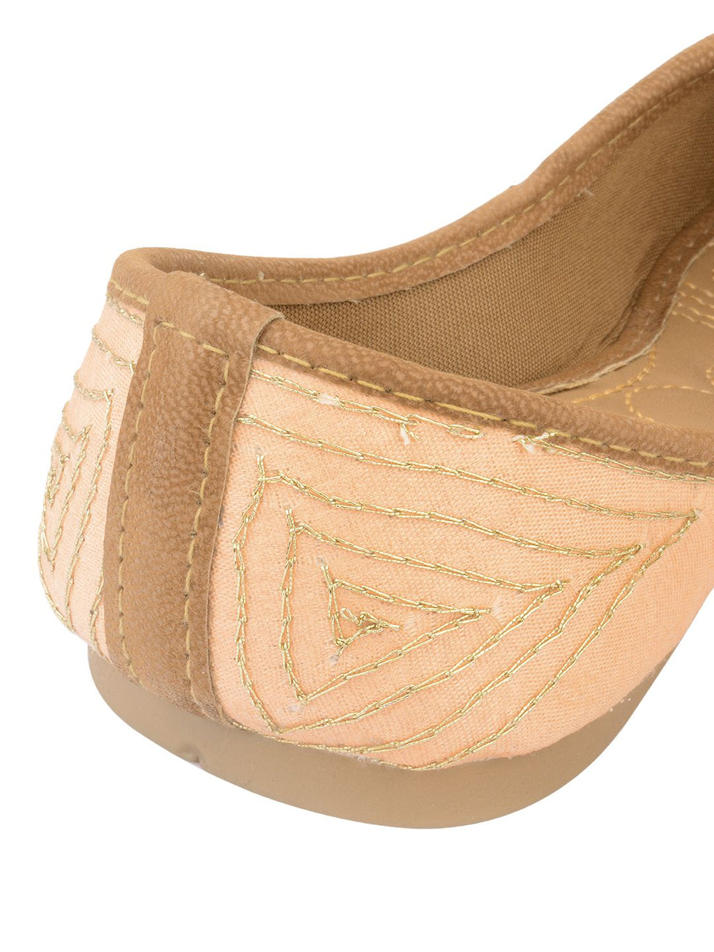 Desi Colour Women Indian Ethnic Footwear-Peach Gold Emb | Grocsy