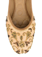 Desi Colour Women Indian Ethnic Footwear-Peach Gold Emb | Grocsy