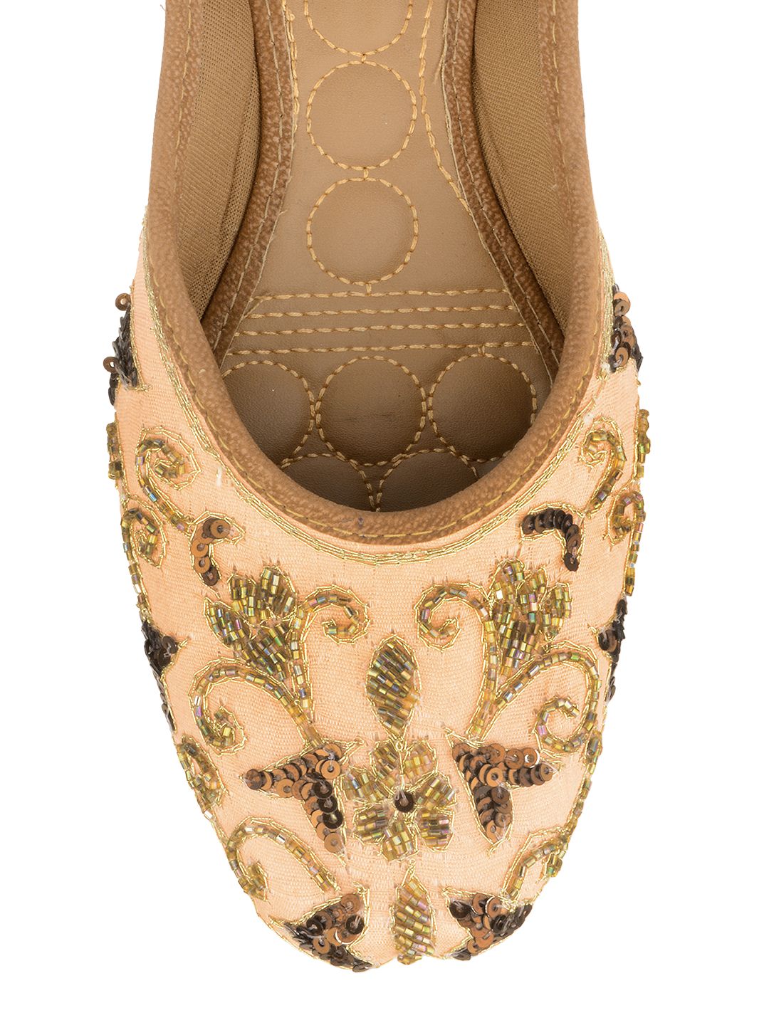 Desi Colour Women Indian Ethnic Footwear-Peach Gold Emb | Grocsy