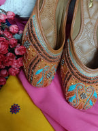 Desi Colour Women Indian Ethnic Footwear-Orange Emb | Grocsy