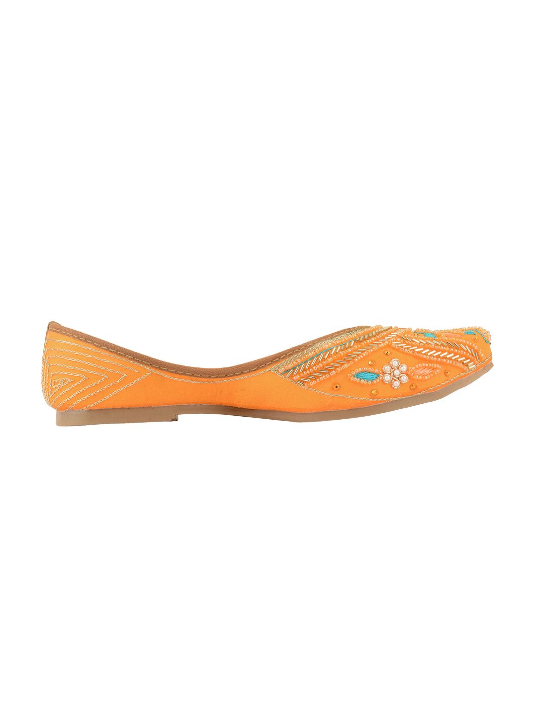 Desi Colour Women Indian Ethnic Footwear-Orange Emb | Grocsy