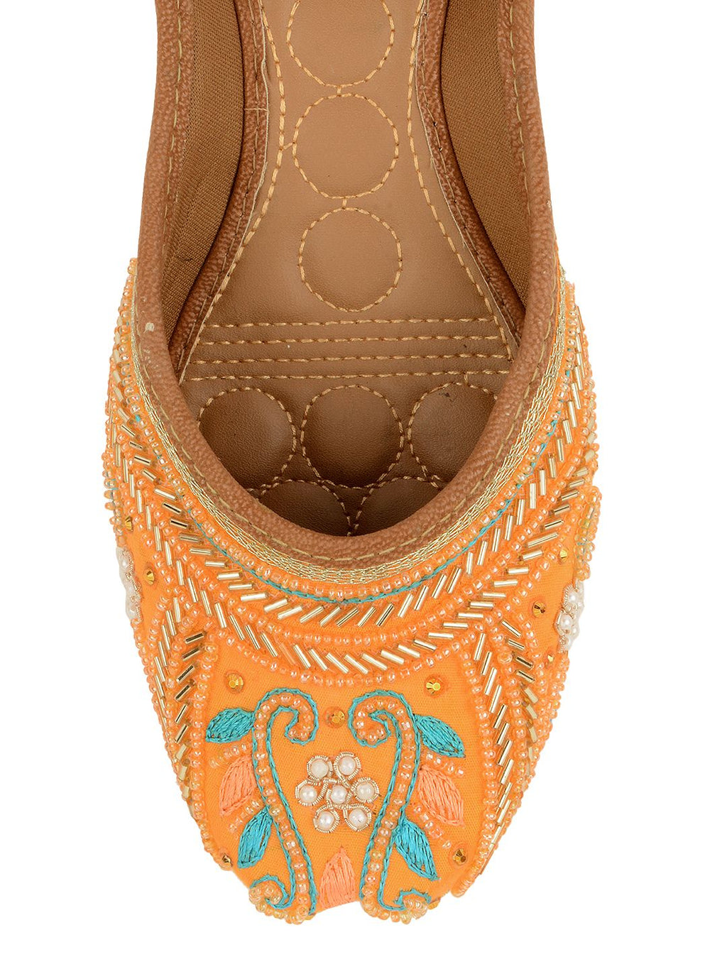 Desi Colour Women Indian Ethnic Footwear-Orange Emb | Grocsy
