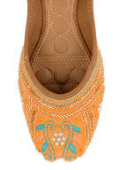 Desi Colour Women Indian Ethnic Footwear-Orange Emb | Grocsy