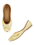 Desi Colour Women Indian Ethnic Footwear-Off White MultiColour | Grocsy