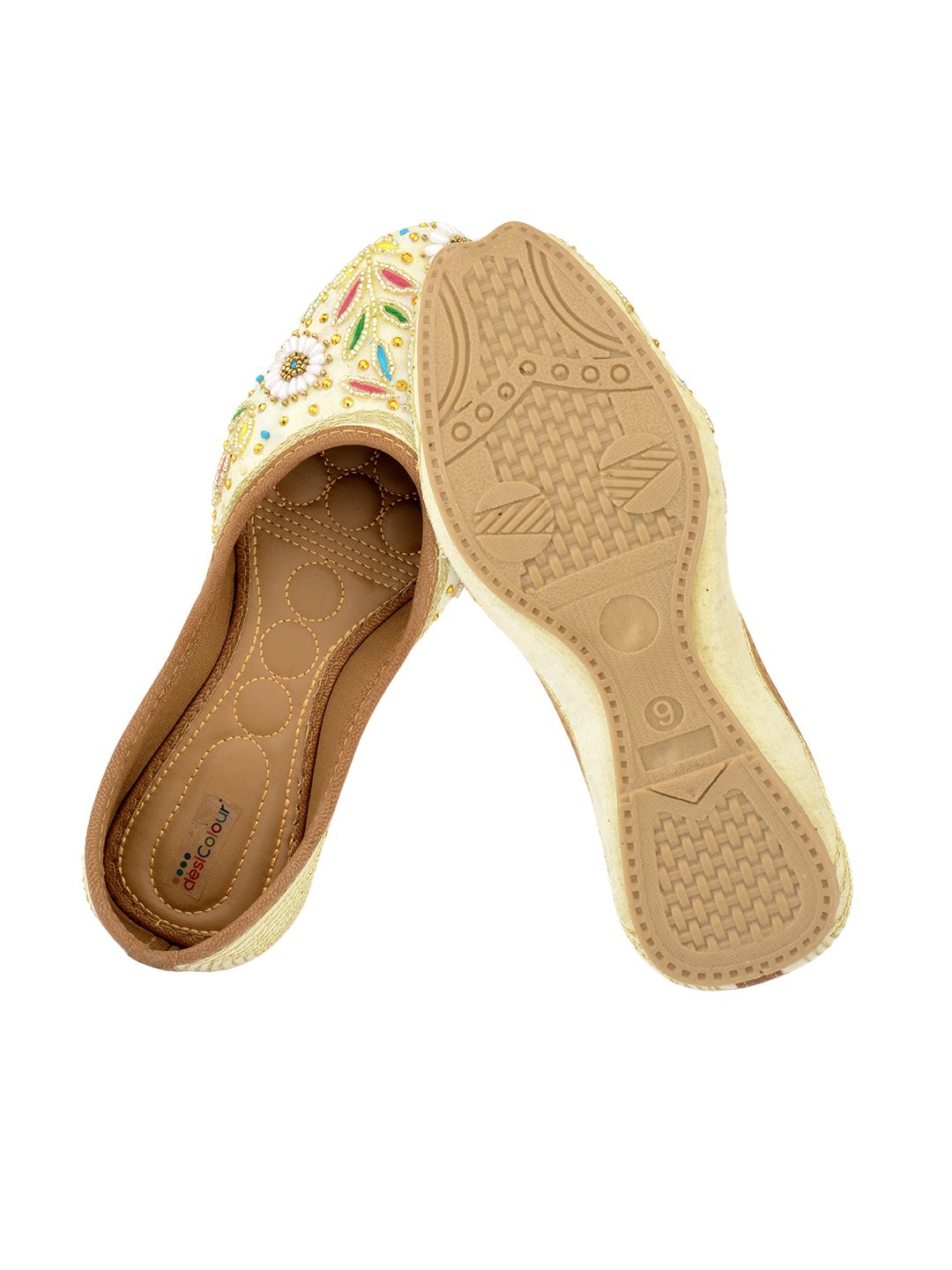 Desi Colour Women Indian Ethnic Footwear-Off White MultiColour | Grocsy