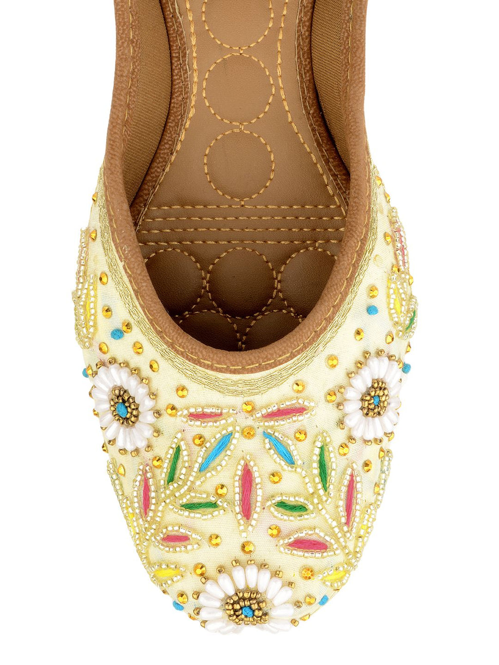 Desi Colour Women Indian Ethnic Footwear-Off White MultiColour | Grocsy
