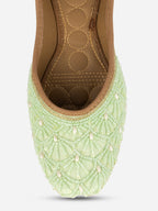 Desi Colour Women Indian Ethnic Footwear-Sea Green Pearl Web | Grocsy