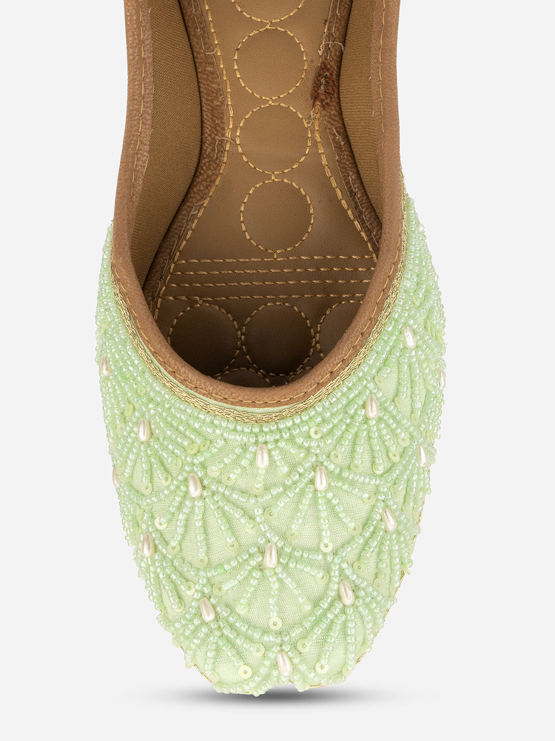 Desi Colour Women Indian Ethnic Footwear-Sea Green Pearl Web | Grocsy