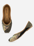 Desi Colour Women Indian Ethnic Footwear-Black Pearl Shine | Grocsy