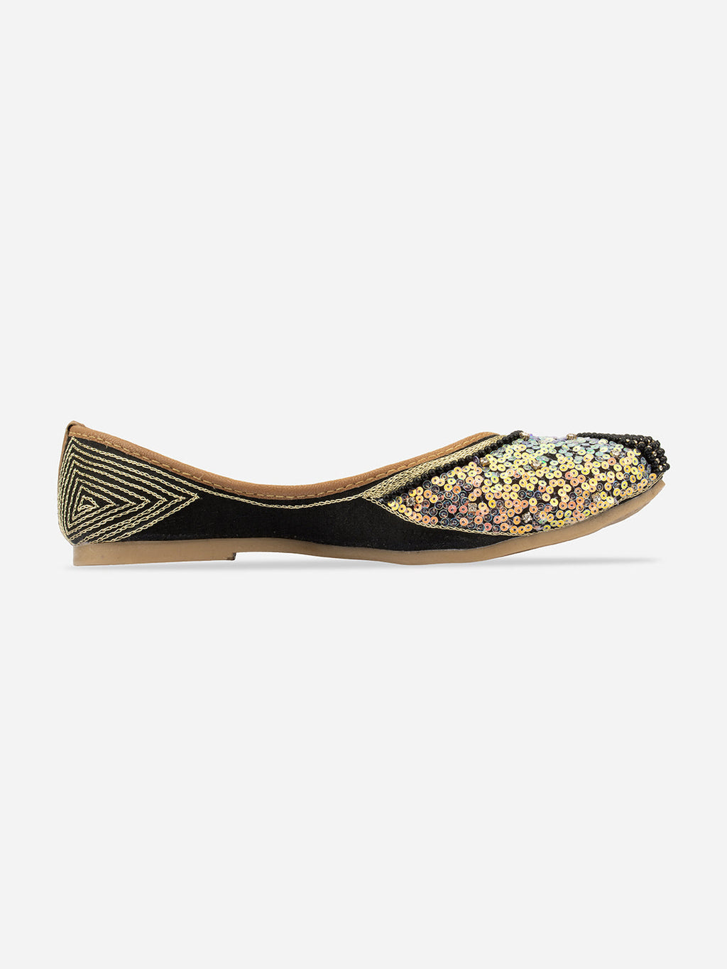 Desi Colour Women Indian Ethnic Footwear-Black Pearl Shine | Grocsy