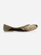 Desi Colour Women Indian Ethnic Footwear-Black Pearl Shine | Grocsy