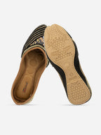 Desi Colour Women Indian Ethnic Footwear-Black Pearl Shine | Grocsy