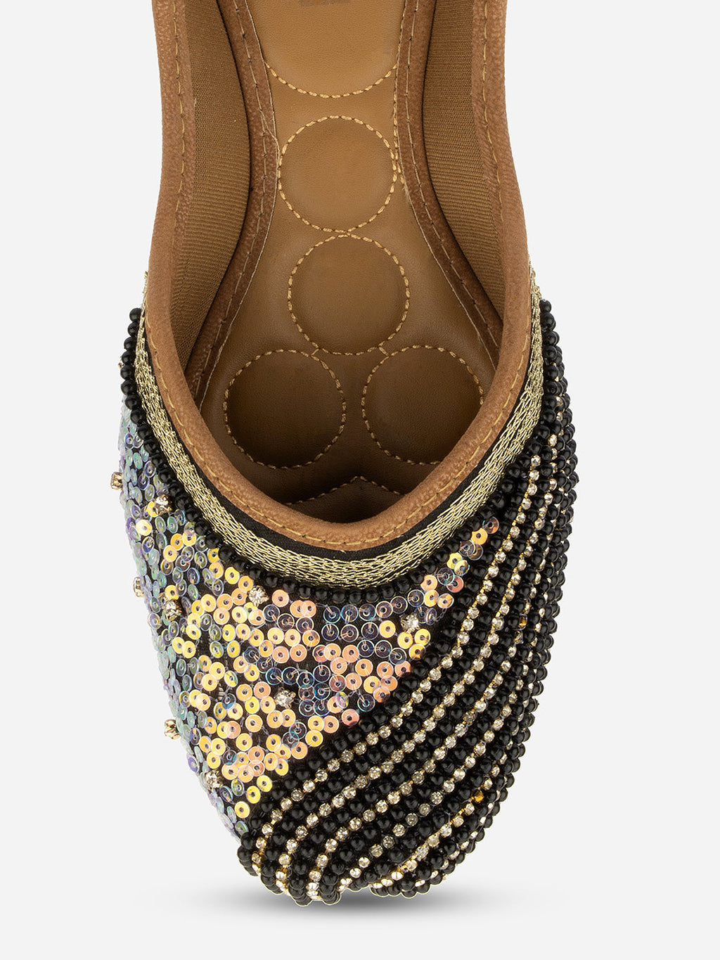Desi Colour Women Indian Ethnic Footwear-Black Pearl Shine | Grocsy